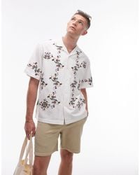 TOPMAN - Short Sleeve Relaxed Embroidered Floral Shirt - Lyst