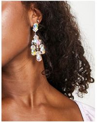 ASOS Drop Earrings With Multi Drop Iridescent Crystal Design - Black