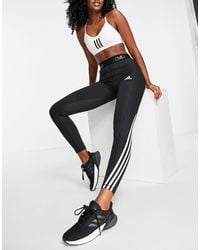 adidas Originals Adidas Training 3 Stripe leggings in Black | Lyst