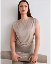 Aim'n - Dark Clay Luminous Draped Short Sleeve - Lyst