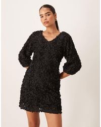 Vila - 3d Floral Applique Mini Dress - Lyst