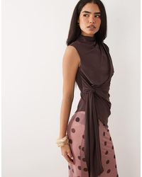 ASOS - Grown On Neck Sleeveless Top With Tie Detail - Lyst