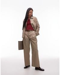Aware - Pantaloni A Fondo Ampio Sartoriali Color Pietra Con Pieghe Sul Davanti - Lyst