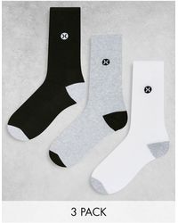 Hurley - Confezione da 3 paia di calzini con stampa - Lyst