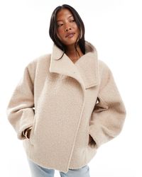 ASOS - Asos Design Petite Cosy Funnel Neck Oversized Jacket - Lyst