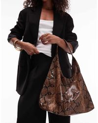 ASOS - Borsa Shopping Arrotondata Marrone Pitonata - Lyst