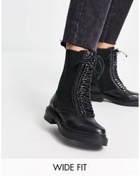 Simply Be - Wide Fit Leather Pull On Chelsea Flat Ankle Boots With Cleated Sole - Lyst