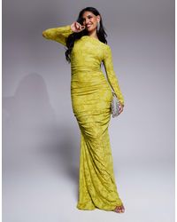 ASOS - Devore Long Sleeve Ruched Maxi Dress - Lyst