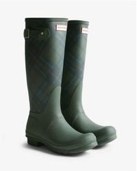 HUNTER - Original Tall Tartan Print Gumboots - Lyst