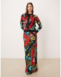 Never Fully Dressed - Dorris Satin Maxi Skirt Co-Ord - Lyst