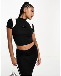 Ellesse - Mart - t-shirt nera corta accollata - Lyst