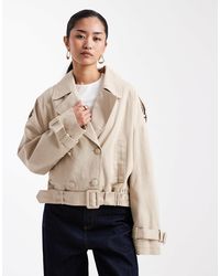 Miss Selfridge - Belted Cropped Trench Jacket - Lyst