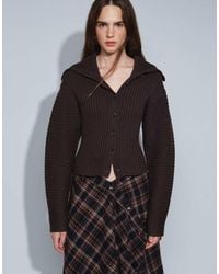 Monki - Cinched Knitted Collar Cardigan - Lyst