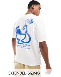 ASOS - Camiseta blanca extragrande con estampado abstracto en la espalda - Lyst