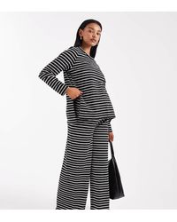 Mama.licious - Pantalones Negros Y Blancos A Rayas De Pernera Ancha De Punto Suave De Mamalicious Maternity (Parte De Un Conjunto) - Lyst
