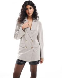 Miss Selfridge - – zweireihiger legerer oversize-blazer aus satin mit karomuster, kombiteil - Lyst