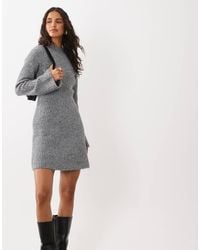 Aware - High Neck Long Sleeve Knitted Mini Dress - Lyst