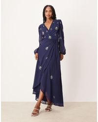 Hope & Ivy - Embellished Wrap Front Maxi Dress - Lyst