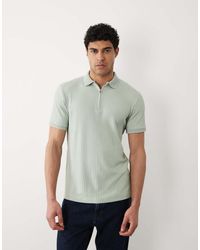 SELECTED - Ribbed Half Zip Polo Shirt - Lyst