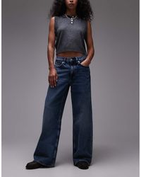 ARKET - Vaqueros Azules De Pernera Ancha Holgada Y Talle Bajo Con Lavado Oscuro Cloud De - Lyst