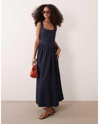 ASOS - Denim Ballerina Midi Dress - Lyst