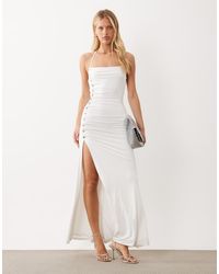 I.AM.GIA - Astraea Slinky Square Halterneck Studded Side Detail Low Back Fishtail Hem Maxi Dress - Lyst