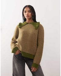 Reclaimed Vintage - Boxy Fit Knit Sweater With Collar - Lyst
