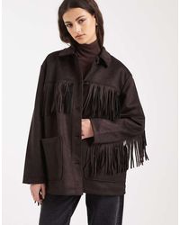 ONLY - Boho Fringe Detail Faux Suede Jacket - Lyst