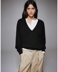 Pull&Bear - Basic pullover mit v-ausschnitt - Lyst