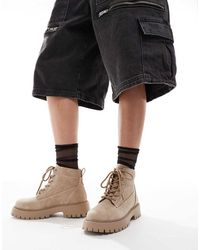 SEQWL - Botas Con Cordones De Cuero Nobuk Exton De -Neutro - Lyst