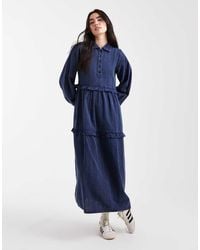 Native Youth - Textured Stripe Washed Ruffle Midaxi Dress - Lyst