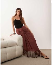 ASOS - Sarong Detail Fringe Co-Ord Maxi Skirt - Lyst