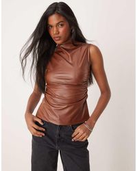 ASOS - Wetlook Ruched High Neck Top Co Ord - Lyst