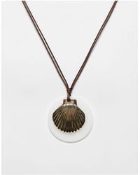 Reclaimed (vintage) - – unisex – halskette mit braunem kordelband und muschelanhänger - Lyst