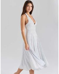 House Of Cb - Solada Print Georgette Halter Sundress - Lyst