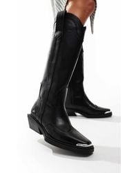 Asos Design Wide Fit - Celeste Flat Western Knee Boots - Lyst