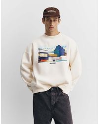 Pull&Bear - Sweatshirt With Embroidered Slogan Graphic - Lyst