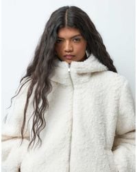 Vero Moda - Zip Thru Hooded Teddy Jacket - Lyst