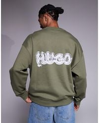 HUGO - Nyrocrew Back Logo Print Oversized Sweatshirt - Lyst