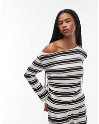 ASOS - Brushed Off Shoulder Long Sleeve Corset Waist T-shirt - Lyst