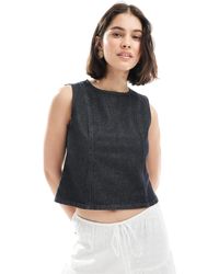 ASOS - Denim Tank Top With Front Seams - Lyst