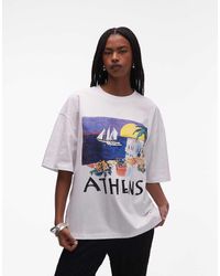 TOPSHOP - Oversized Jersey T-Shirt Met Grafische 'Athens' Print - Lyst