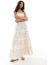 Miss Selfridge - Trim Insert Tiered Maxi Skirt - Lyst