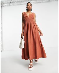 Abercrombie & Fitch - Asymmetrical Scrunchie Strap Maxi Dress - Lyst