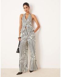 Mango - Co-ord Scribble Print Linen Mix Wide Leg Trouser - Lyst