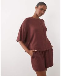 ASOS - Textured Knit Boxy Crop Button Down Top - Lyst