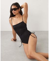 ASOS - Revenge Mondello Lifting Square Neck Ruched Tie Side Swimsuit - Lyst