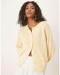 ASOS - Cárdigan Amarillo Pastel A Rayas Con Mangas Raglán De Punto De - Lyst