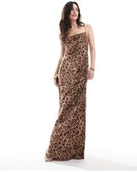 Object - Satin Low Cross Back Maxi Dress - Lyst