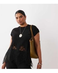 ASOS - Asos Design Curve Compact Knit Lace Detail Vest Co-Ord - Lyst